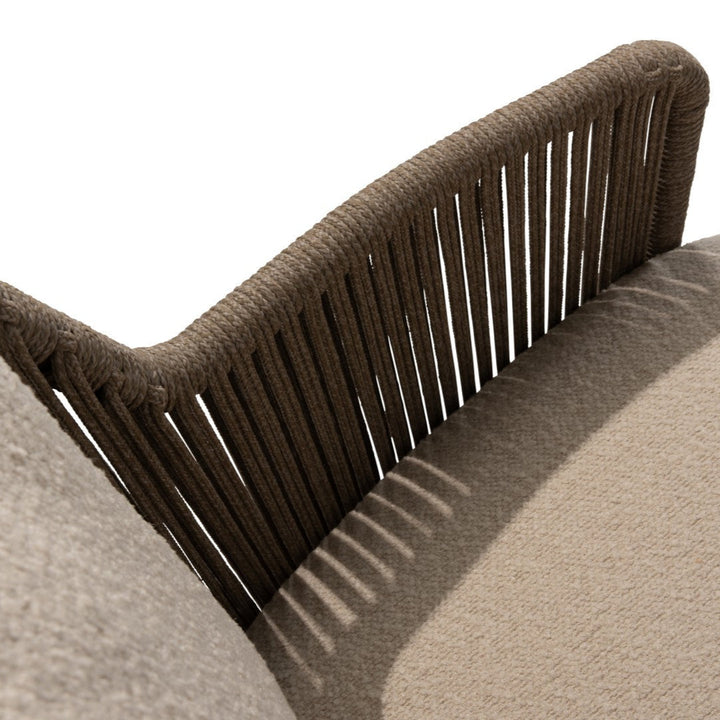 Bernini tuinstoel in bruin aluminium en beige recht geweven ronde rope