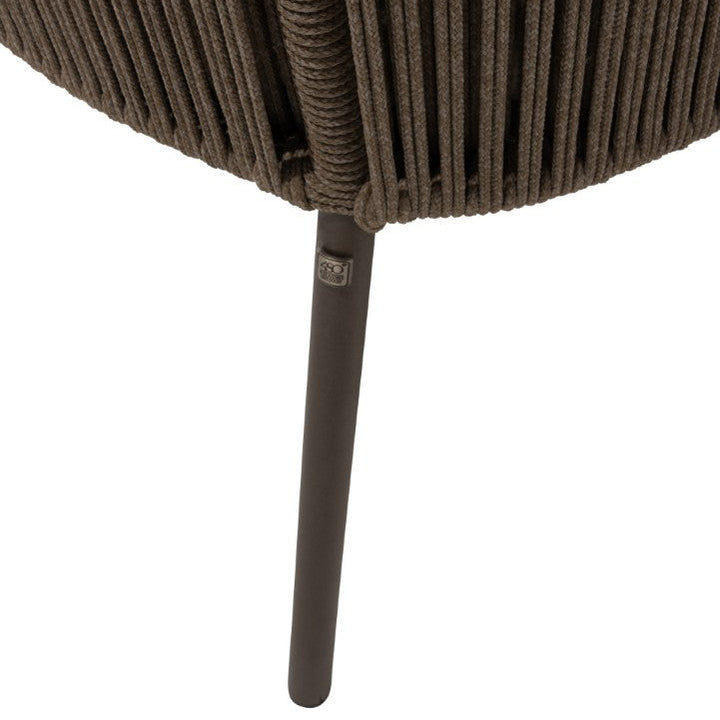 Bernini tuinstoel in bruin aluminium en beige recht geweven ronde rope