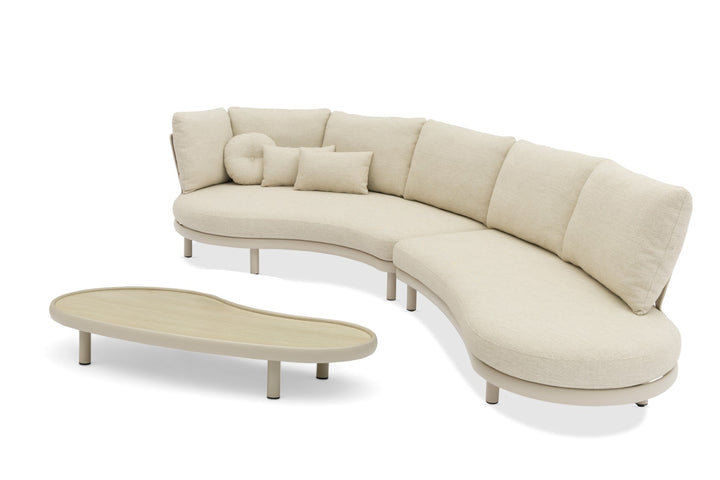 Breeze organische loungeset in beige aluminium en all-weather kussens rechts
