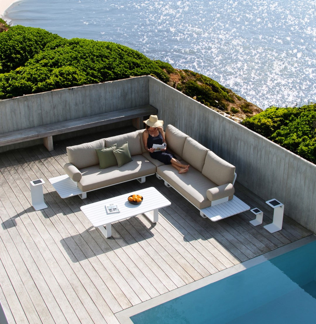 Miami loungeset in wit aluminium en all-weather kussens