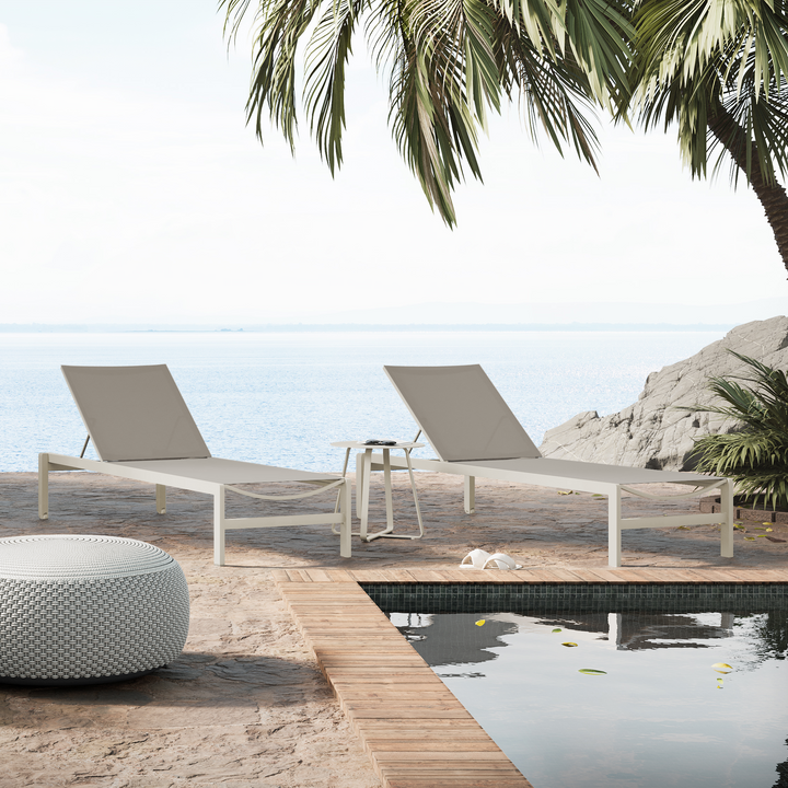 Mauritius ligbed met beige aluminium en stone textylene