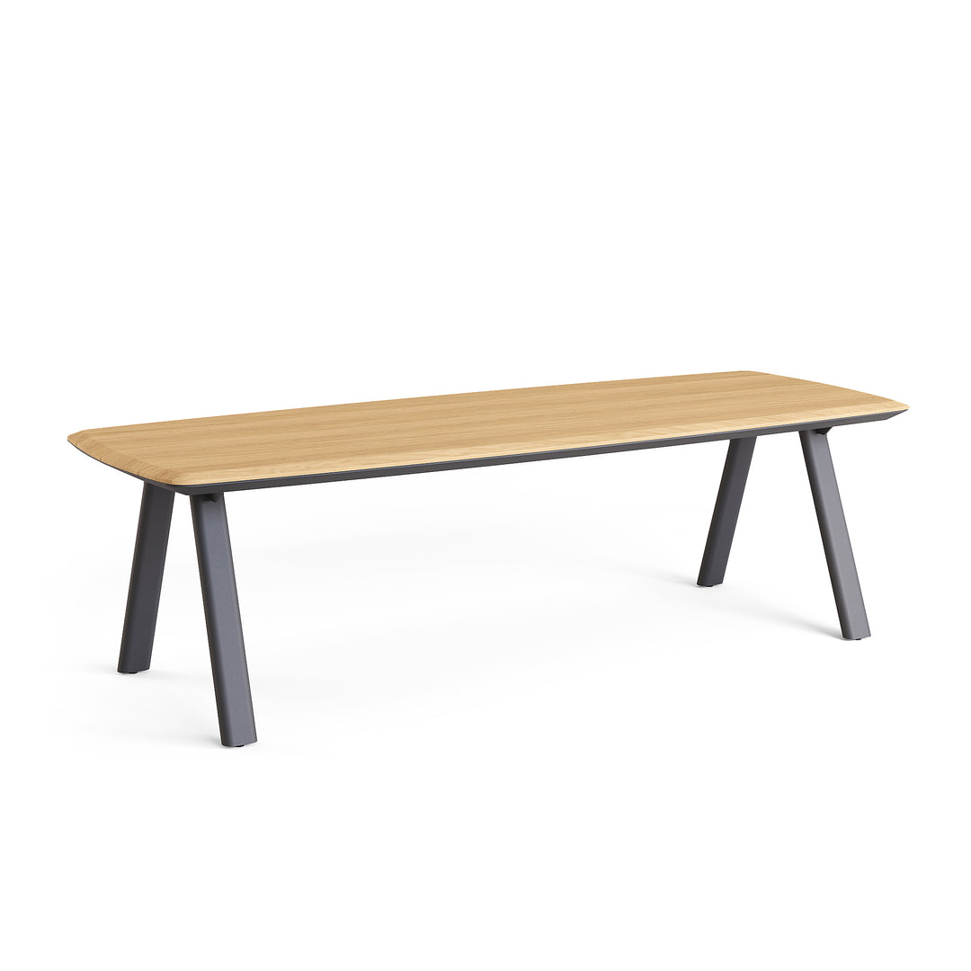 Noia tuintafel in antracite aluminium met teak tafelblad 265x100