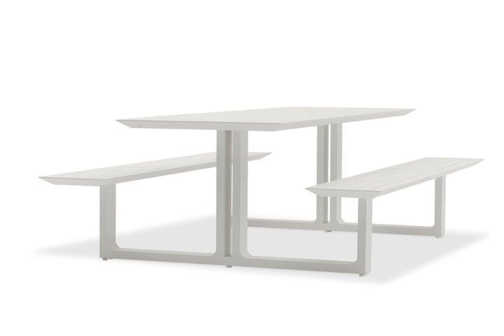 Table de pique-nique Cabo 240cm en aluminium blanc