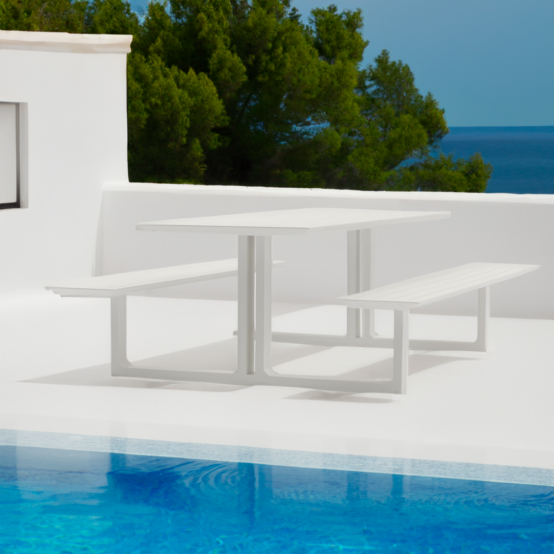 Table de pique-nique Cabo 240cm en aluminium blanc