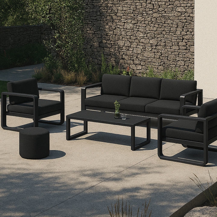 Reno loungeset charcoal mat natte sooty