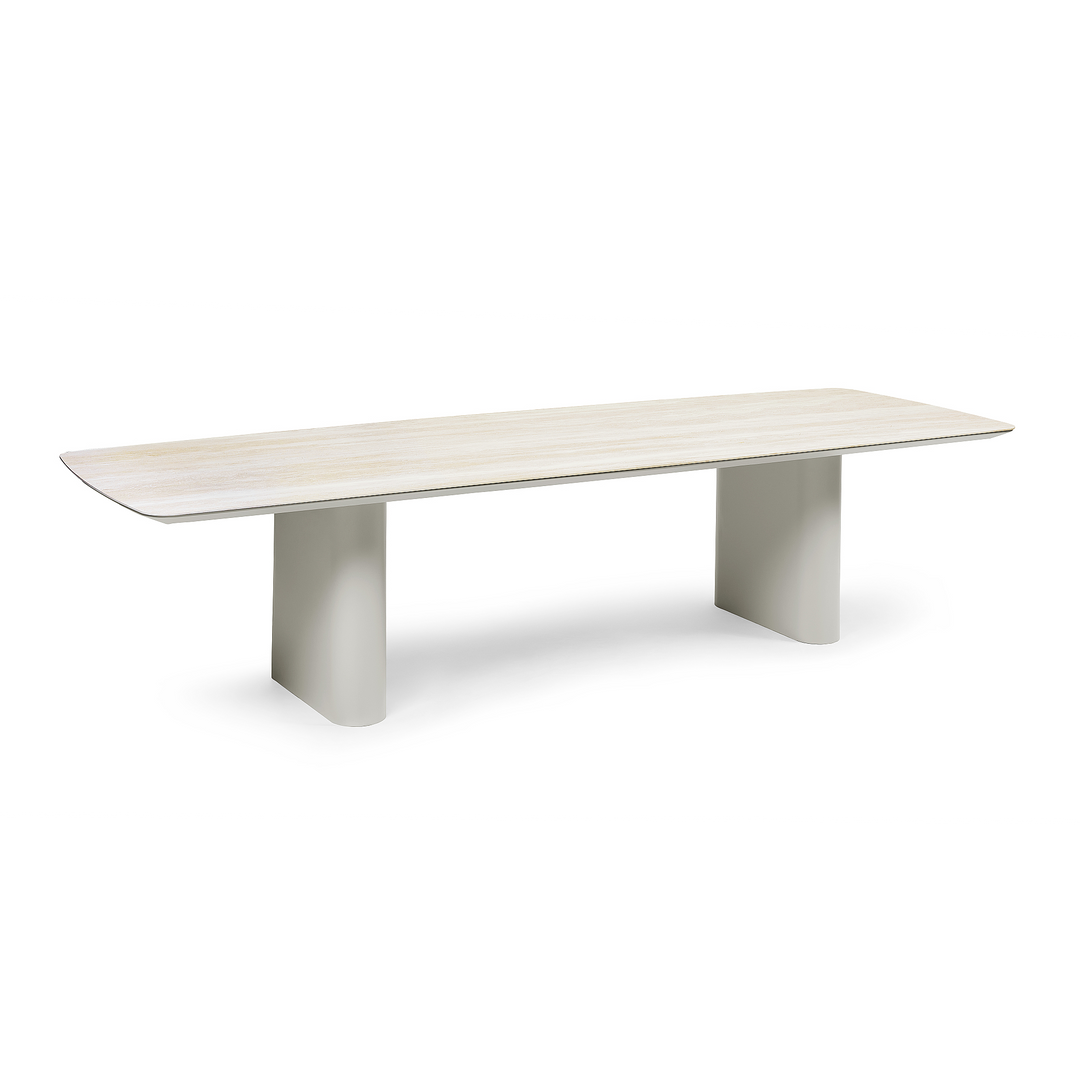 Amorelli tuintafel in beige aluminium met keramisch tafelblad 300x105