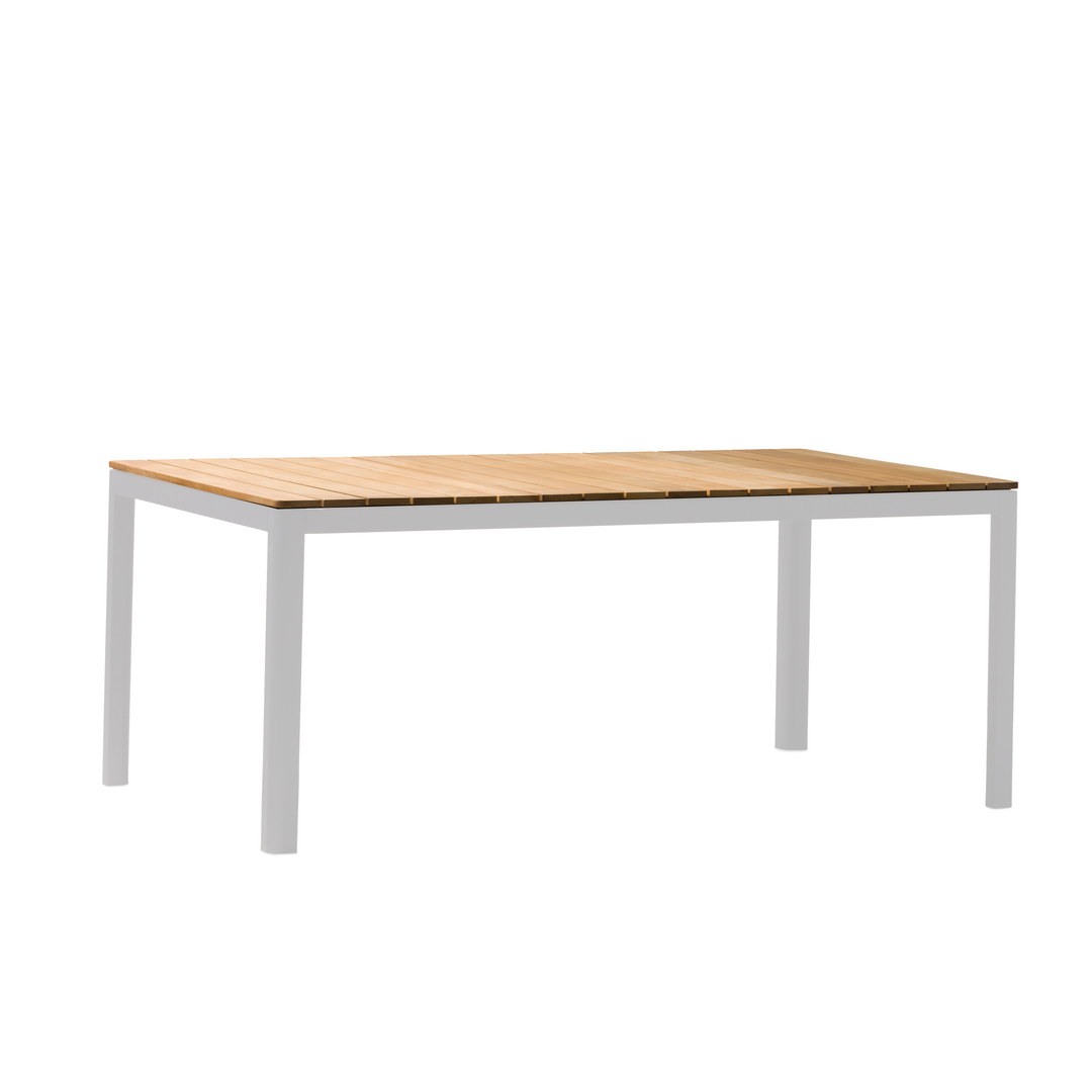 Table de jardin Bonita 210x100 cadre en aluminium blanc et plateau en teck