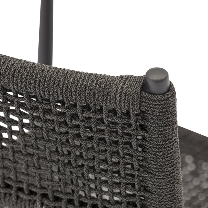 Chaise de jardin empilable Coco en aluminium antracite et corde ronde tissée carrée antracite
