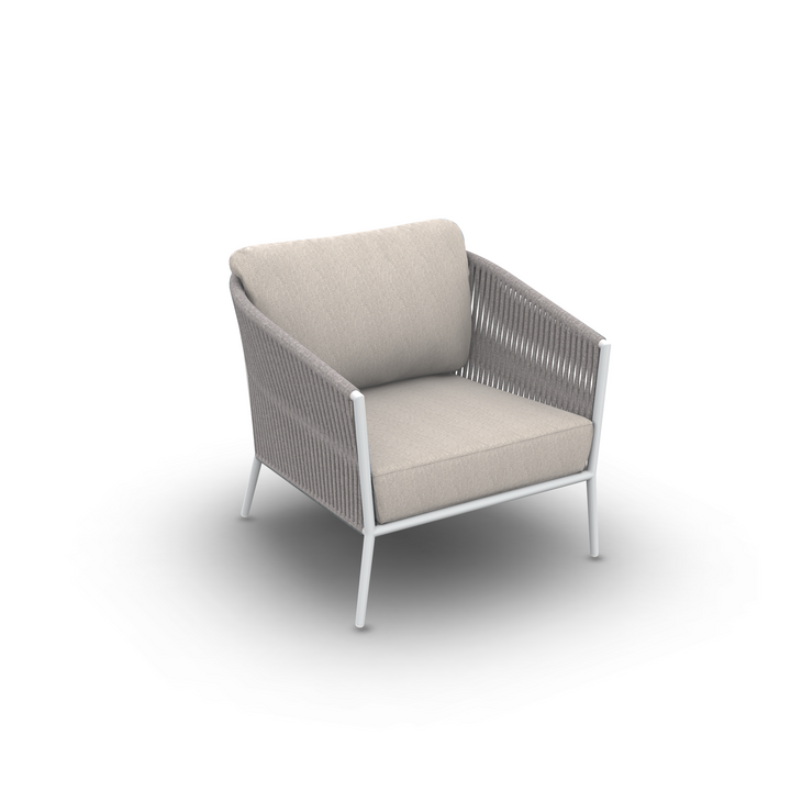 Fortuna 1-zit loungezetel in wit aluminium en all-weather kussens