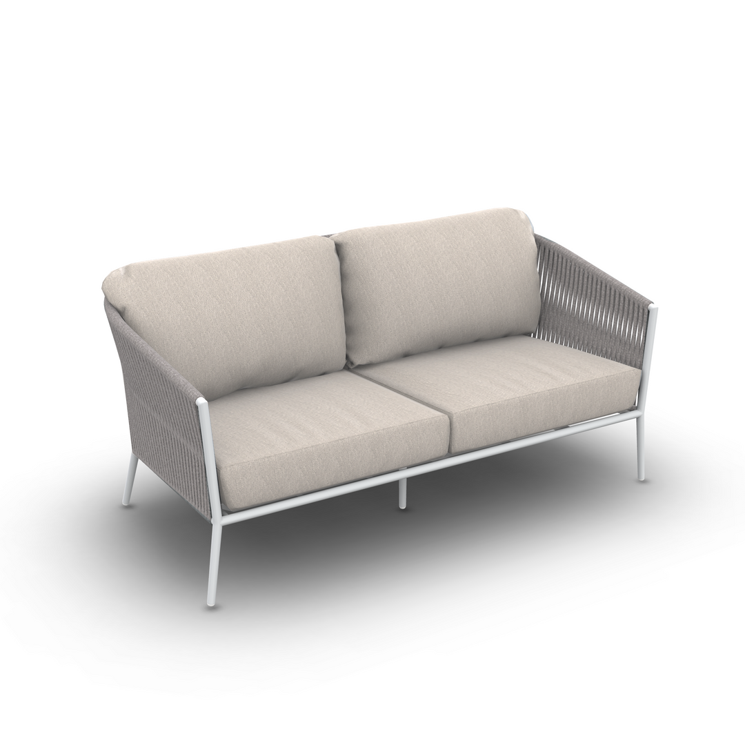 Fortuna 2.5-zit loungbank in wit aluminium en all-weather kussens