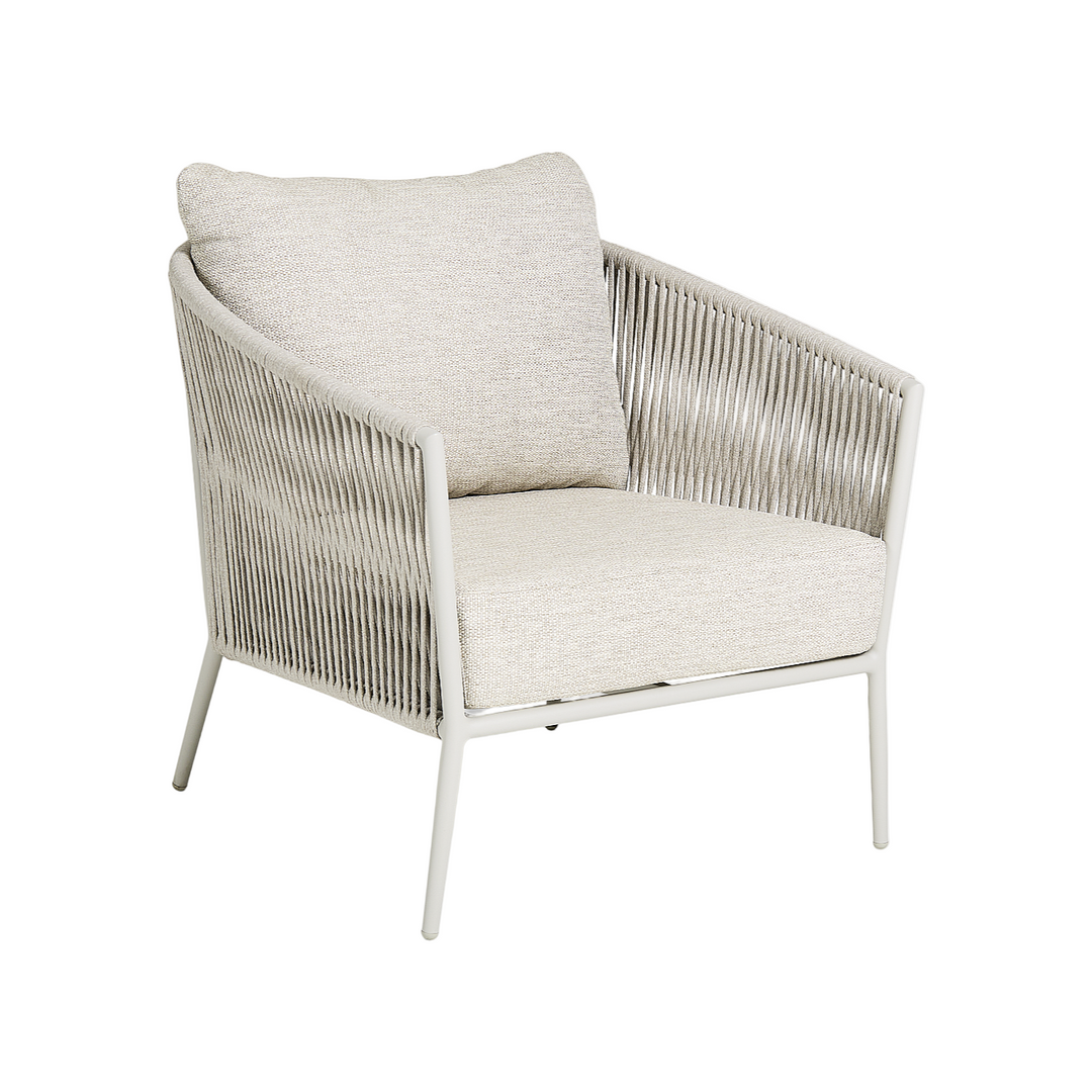 Fortuna 1-zit loungezetel in dune aluminium en all-weather kussens