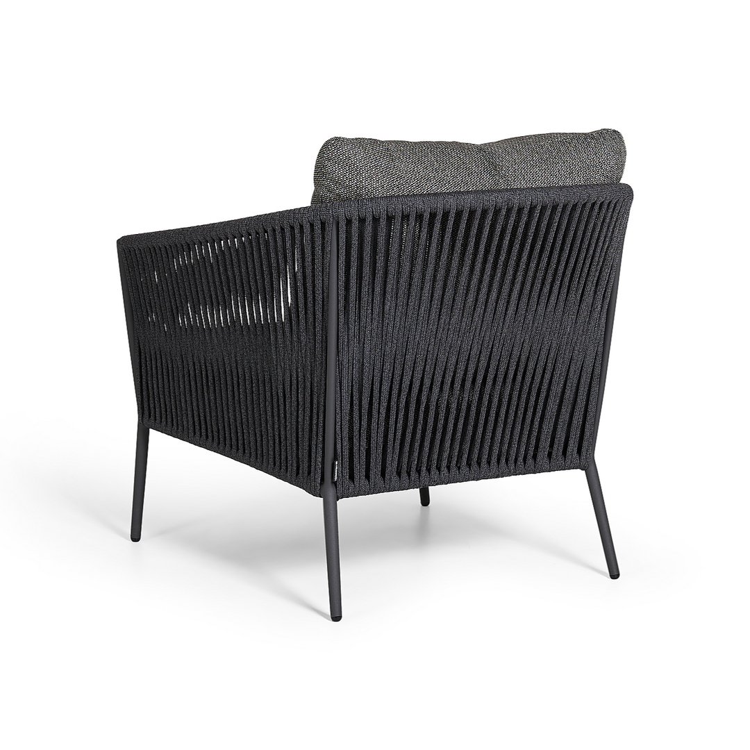 Fortuna 1-zit loungezetel in charcoal aluminium en all-weather kussens
