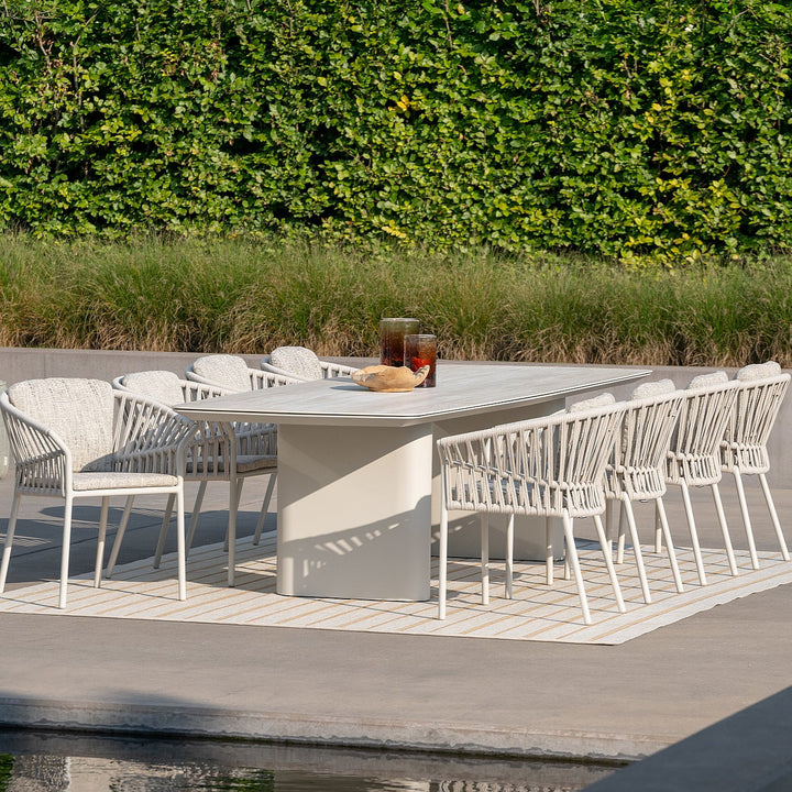 Amorelli tuintafel in beige aluminium met keramisch tafelblad 300x105