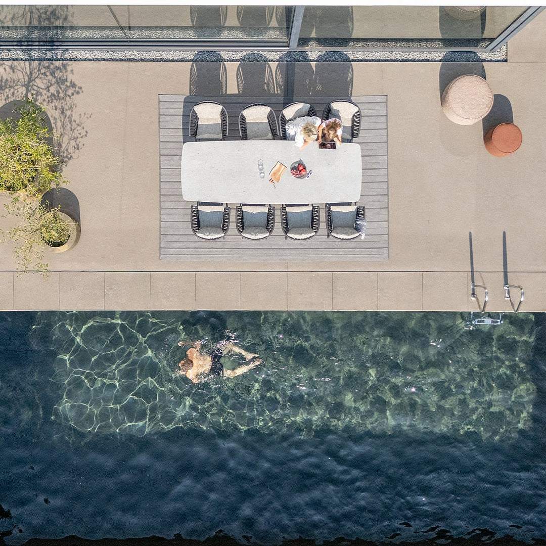 Amorelli tuintafel in beige aluminium met keramisch tafelblad 300x105