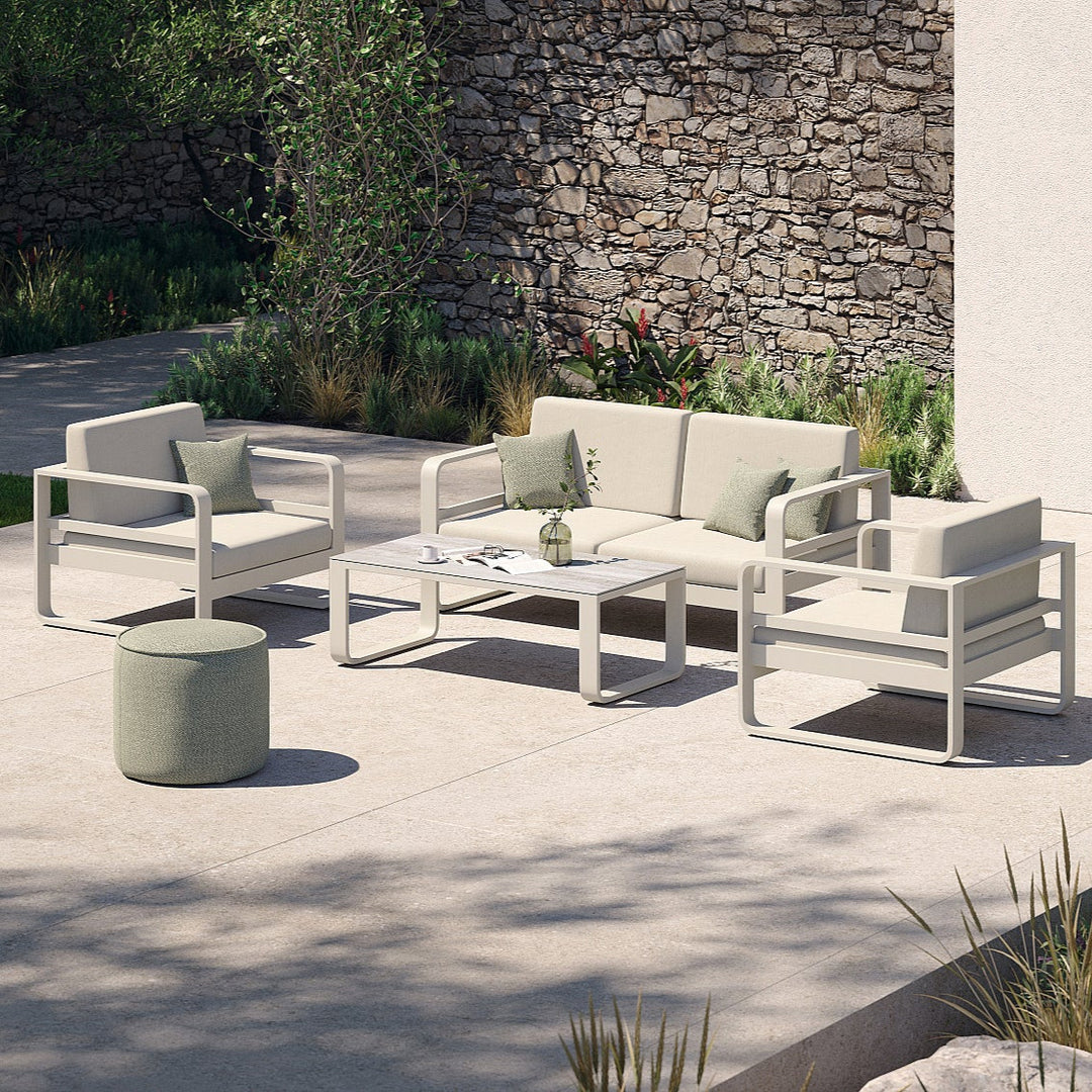 Reno loungeset in beige aluminium en all-weather kussens