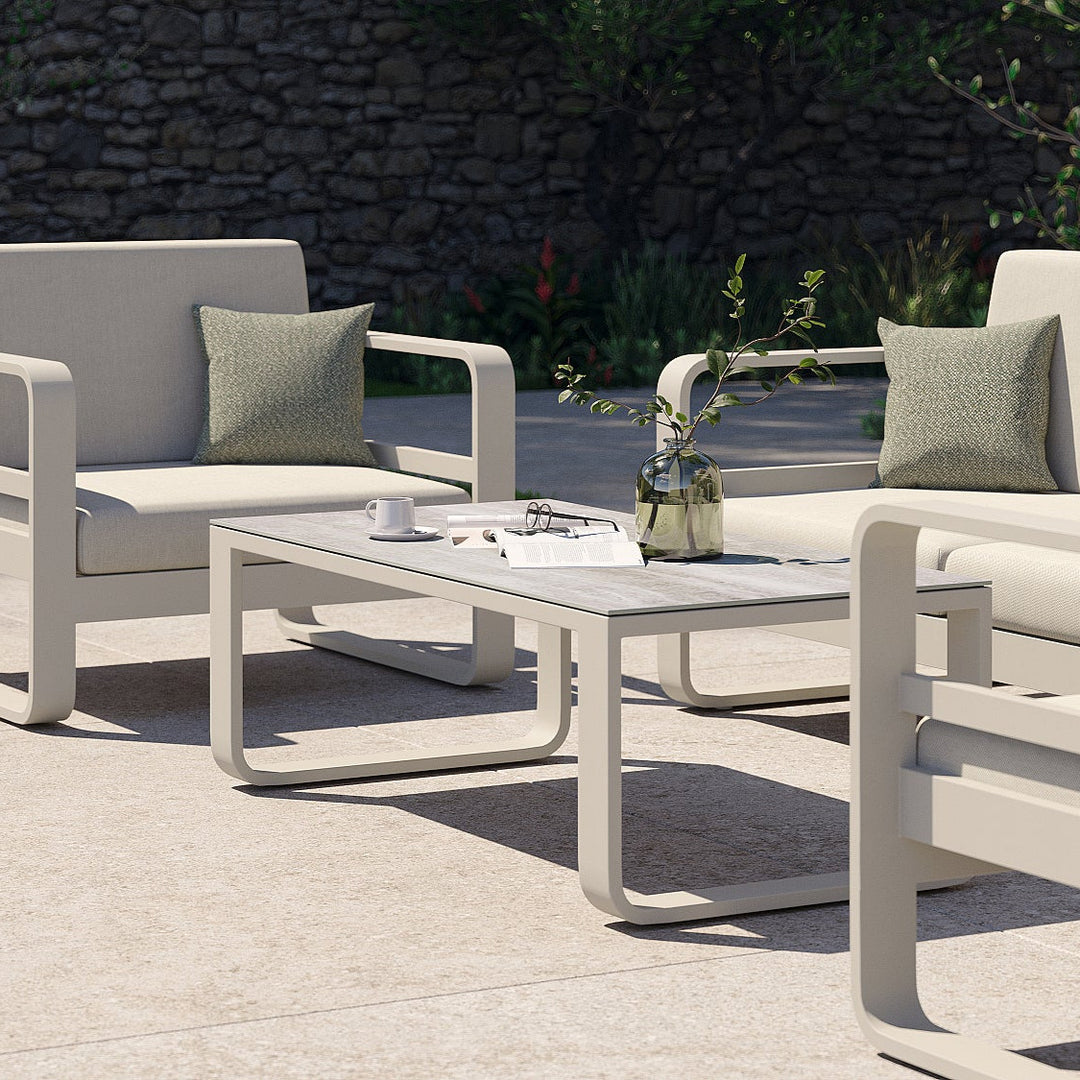 Reno loungeset in beige aluminium en all-weather kussens