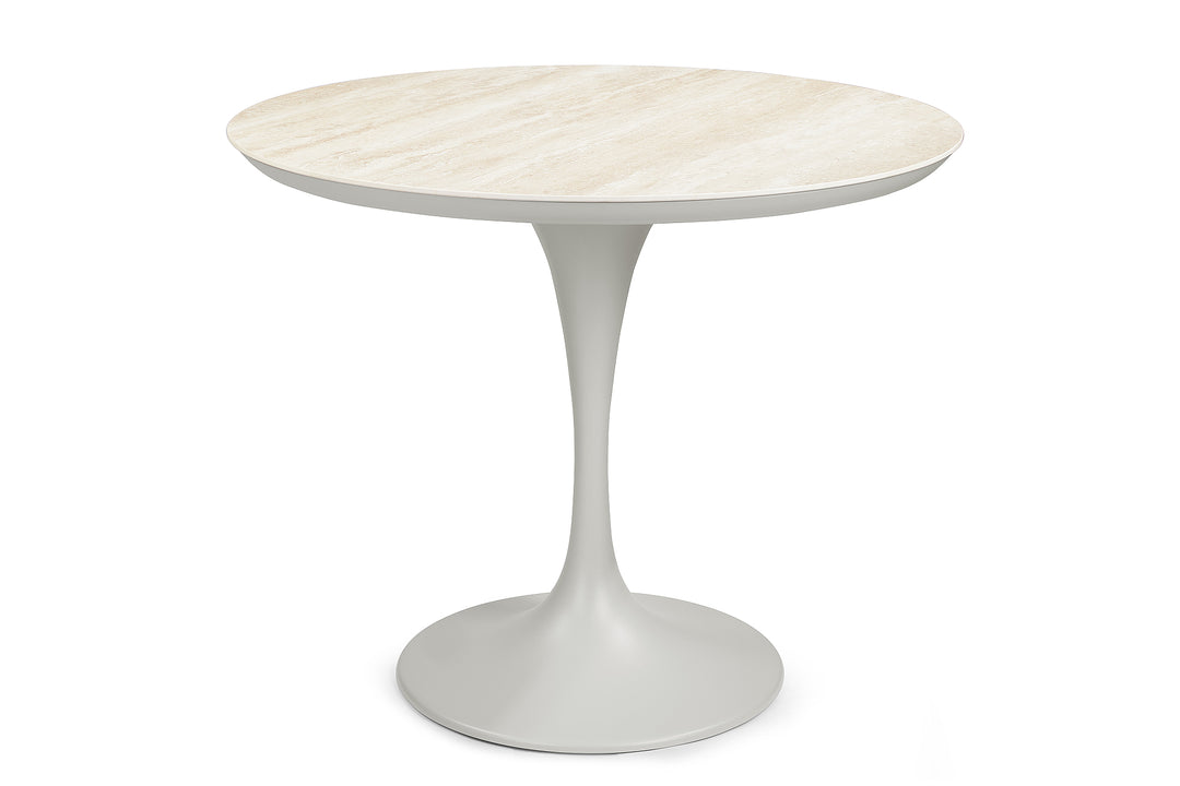Siena ronde tuintafel in beige (dune) aluminium 90 cm met keramiek