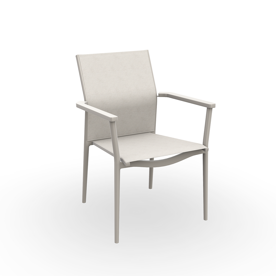 Loya stapelbare tuinstoel in beige (dune) aluminium en sand batyline