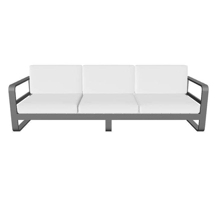 Canapé lounge 3 places Reno en aluminium anthracite et coussins toutes saisons