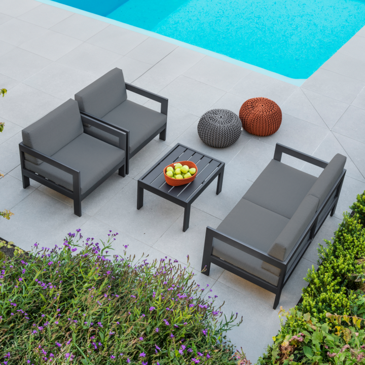 Vigo Loungeset in antraciet aluminium met all-weather kussens