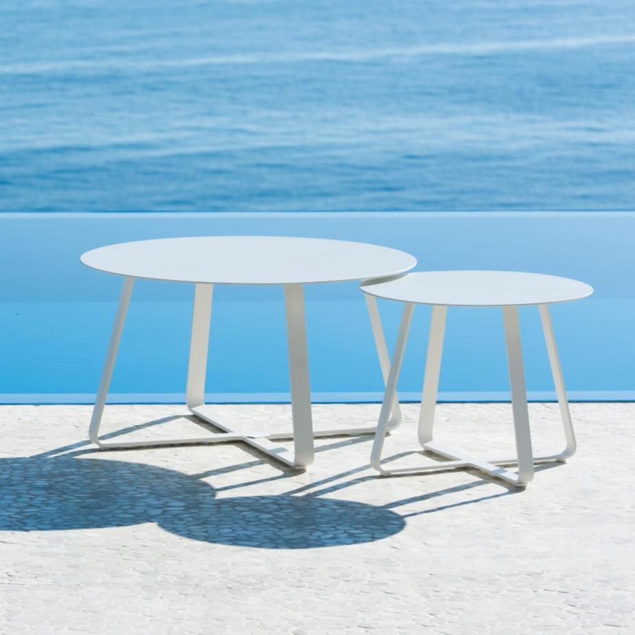 Table basse Elko en aluminium blanc Ø 90cm