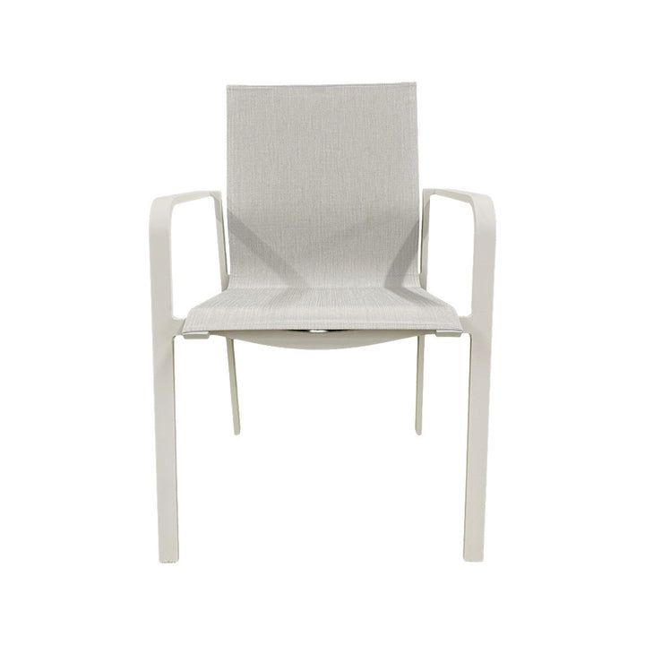 Chaise de jardin empilable Evora en aluminium blanc et textilène gris clair
