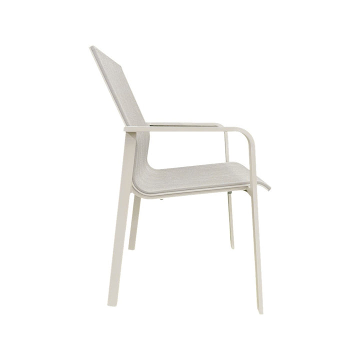 Chaise de jardin empilable Evora en aluminium blanc et textilène gris clair