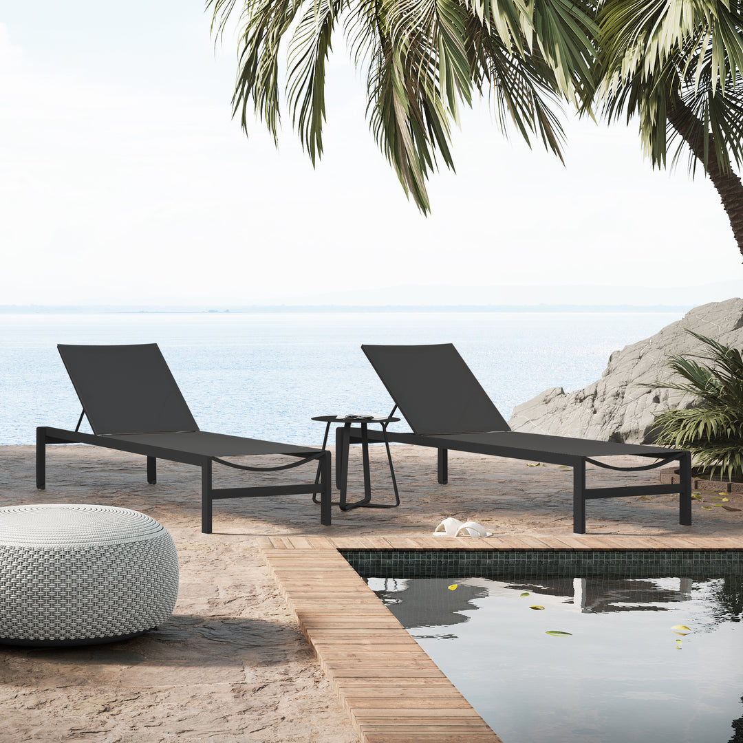 Mauritius ligbed met zwart aluminium en zwart textylene