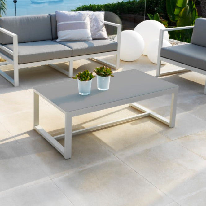 Prado coffee table white matte / grijs glass