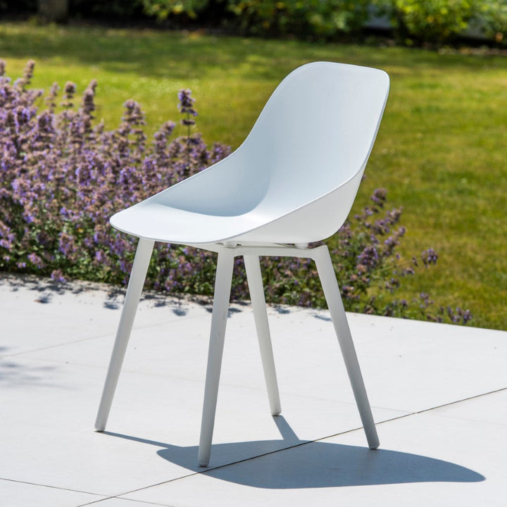 Chaise de jardin Galati en aluminium blanc et plastique blanc