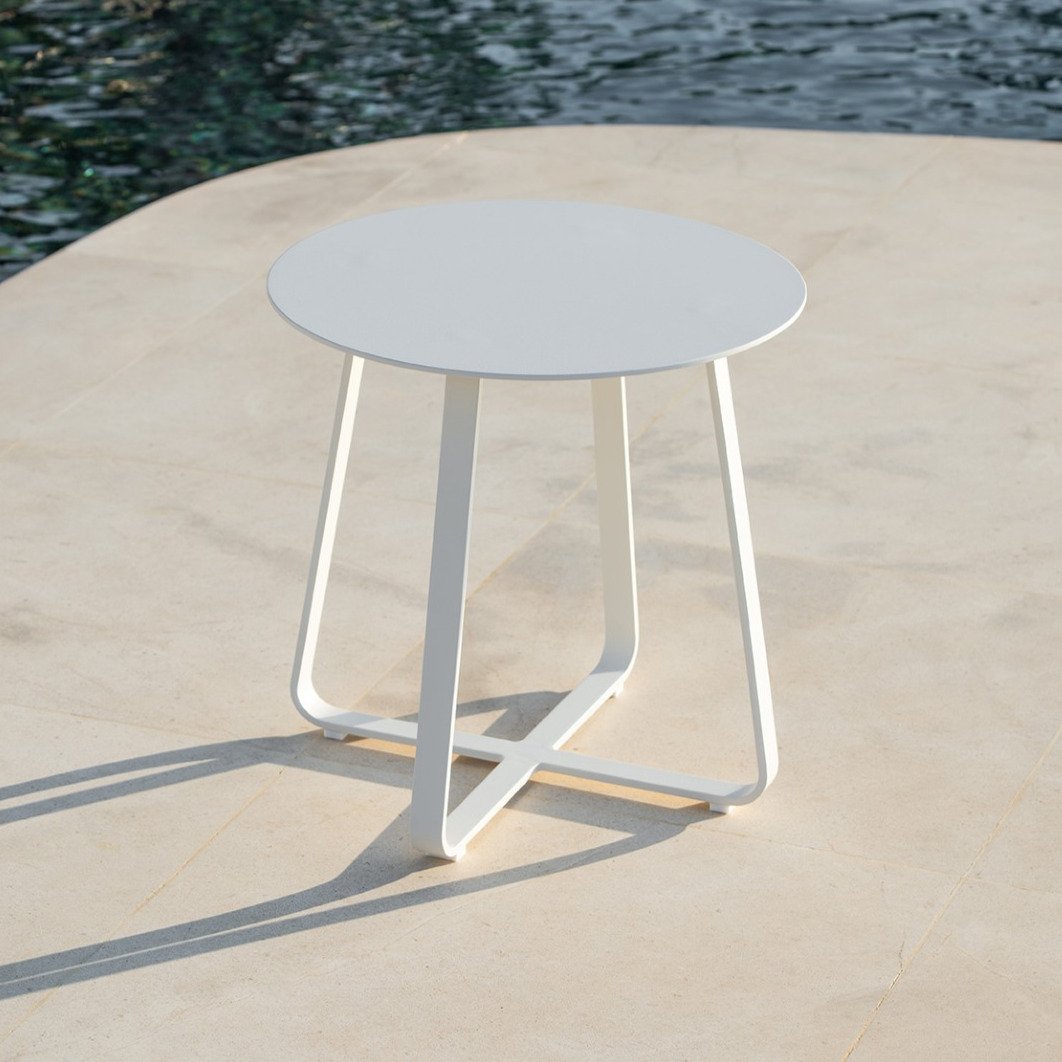 Table basse Elko en aluminium blanc Ø 90cm