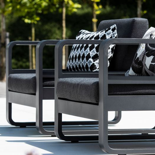 Reno loungeset in antracite aluminium en donkergrijze all-weather kussens