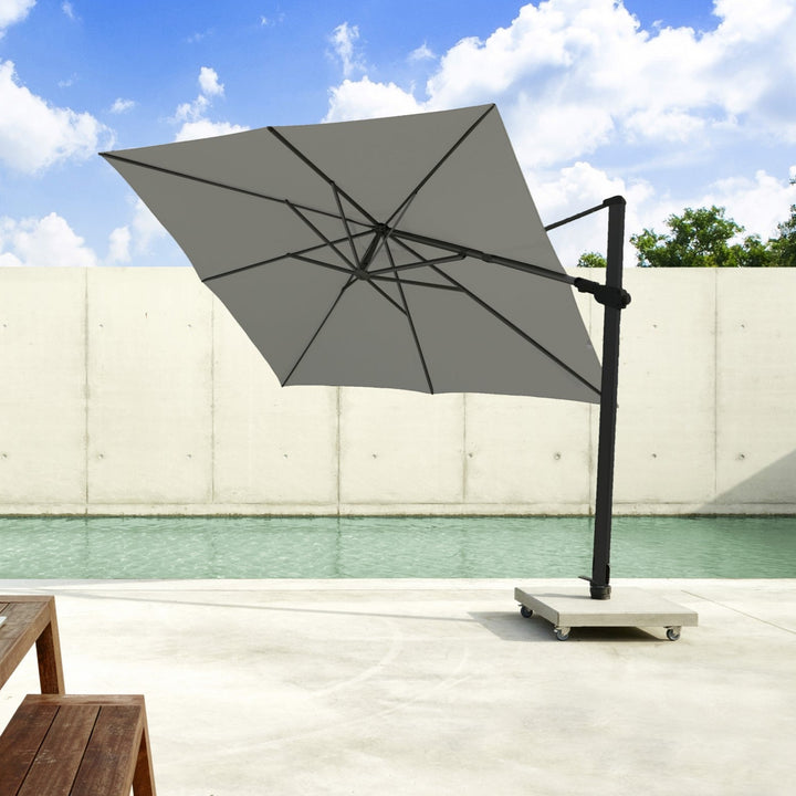 Monaco Cantilever Parasol 300x300 Sunbrella parasol+base+cover | zwart/charcoal