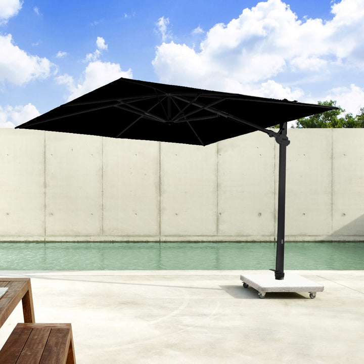Monaco Cantilever Parasol 300x300 Sunbrella parasol+base+cover | zwart/zwart