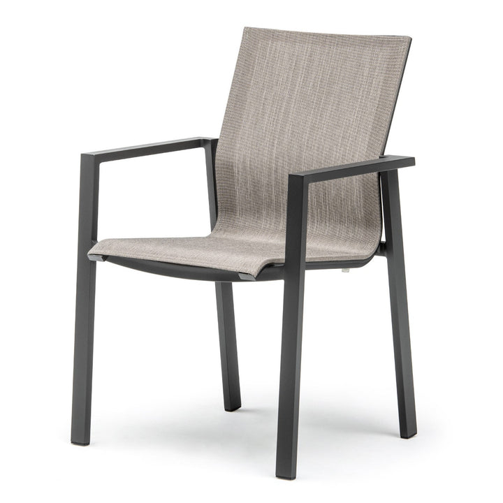 Beja stapelbare tuinstoel in antracite aluminium en taupe batyline