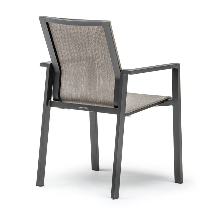 Beja stapelbare tuinstoel in antracite aluminium en taupe batyline
