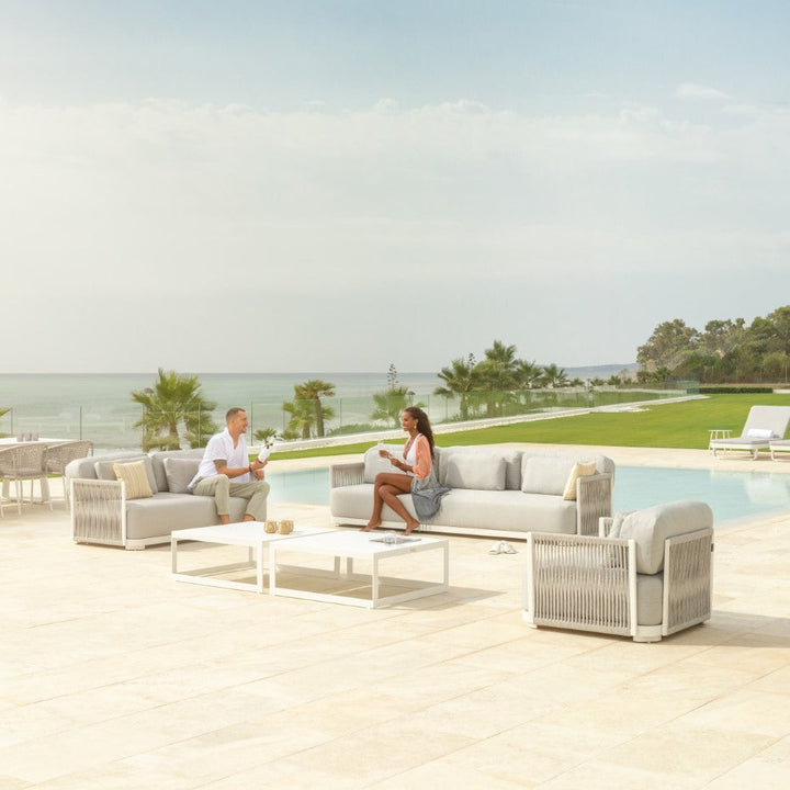 Durbuy Loungeset Blanc | Teck dans le jardin