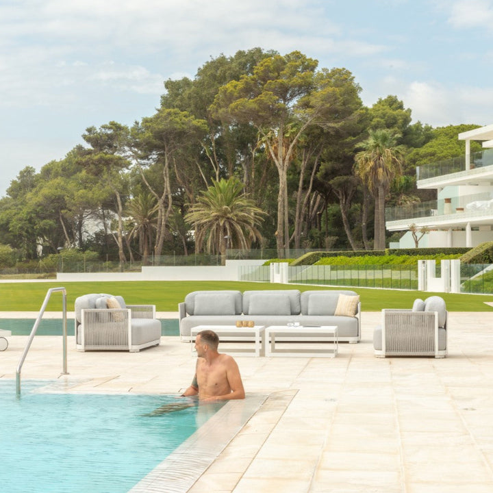 Durbuy Loungeset Blanc | Teck dans le jardin