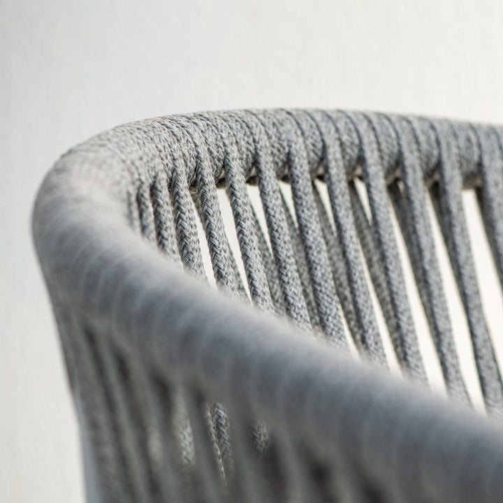 Fortuna tuinstoel in wit aluminium en lichtgrijs recht geweven ronde rope