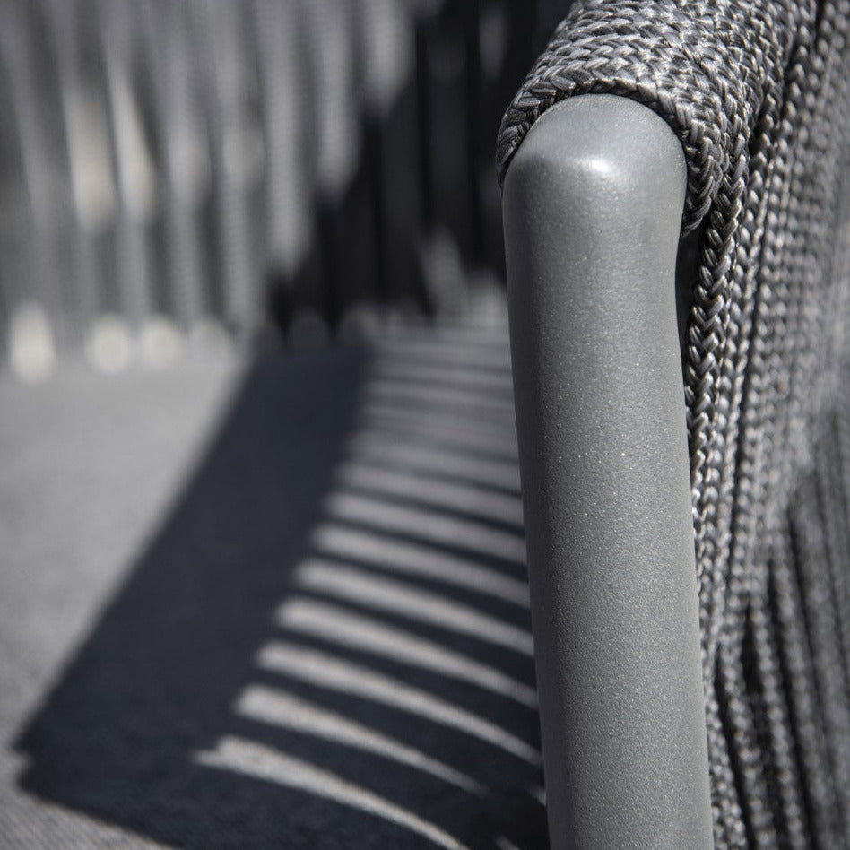 Fortuna tuinstoel in antracite aluminium en antracite recht geweven ronde rope