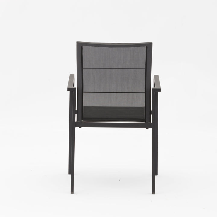 Chaise de jardin empilable Boca en aluminium anthracite et textilène noir 