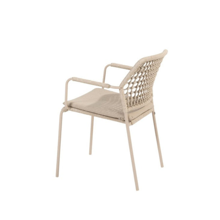 Chaise de jardin Barista en aluminium couleur sable et beige corde ronde tissée carrée
