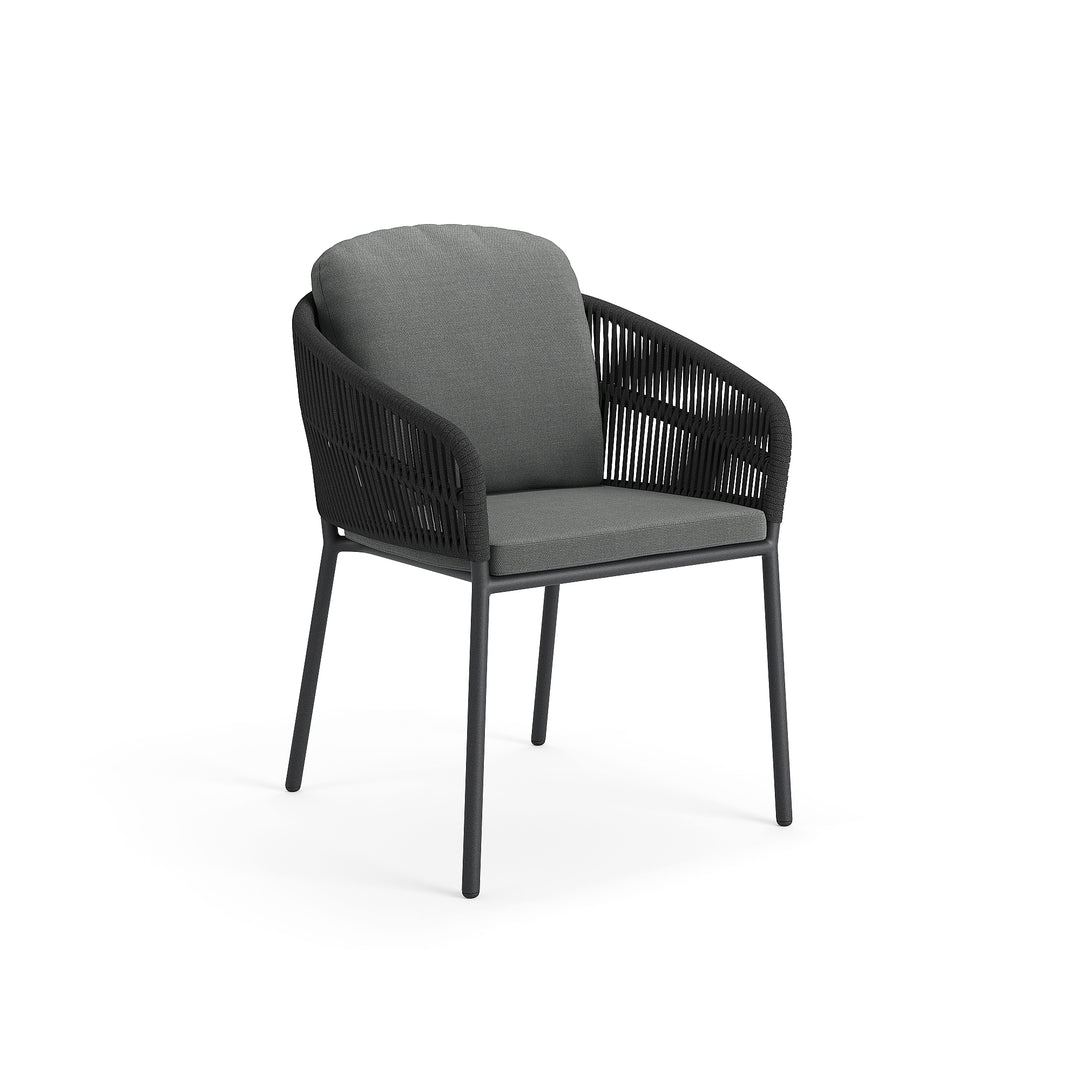 Ducast garden table in antracite aluminium 220x100 with full ceramic tabletop and Cortina dining