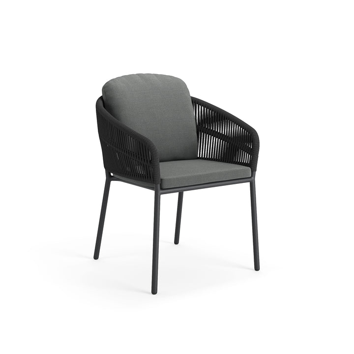 Ducast garden table in antracite aluminium 220x100 with full ceramic tabletop and Cortina dining