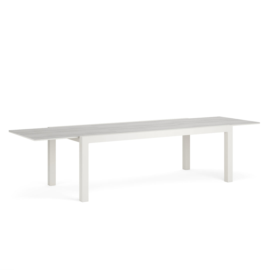 Livorno verlengbare tafel in beige aluminium 220-330x105 met keramiek travertino white