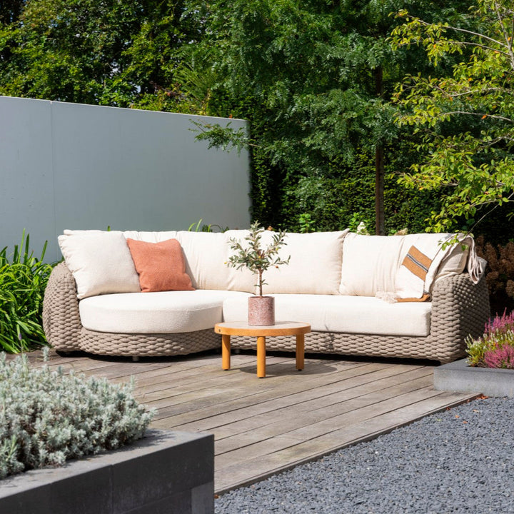 Maxime lounge set in beige braided rope and all-weather cushions right