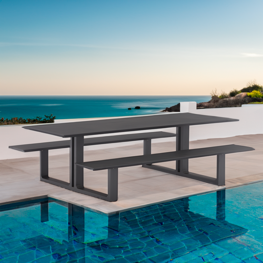 Cabo picnic table 240cm charcoal mat