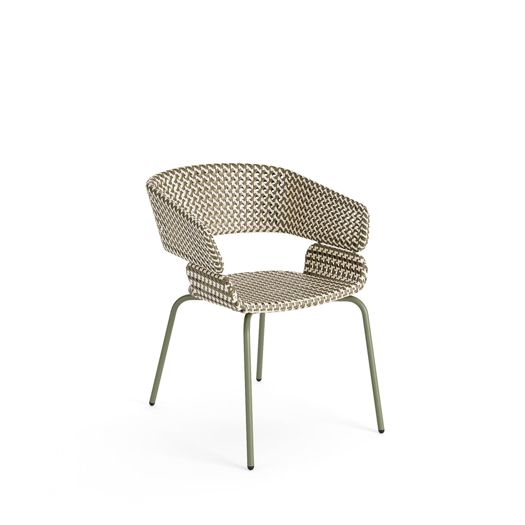 Fauteuil empilable Phil avec accoudoirs en rotin vert mat forest fog