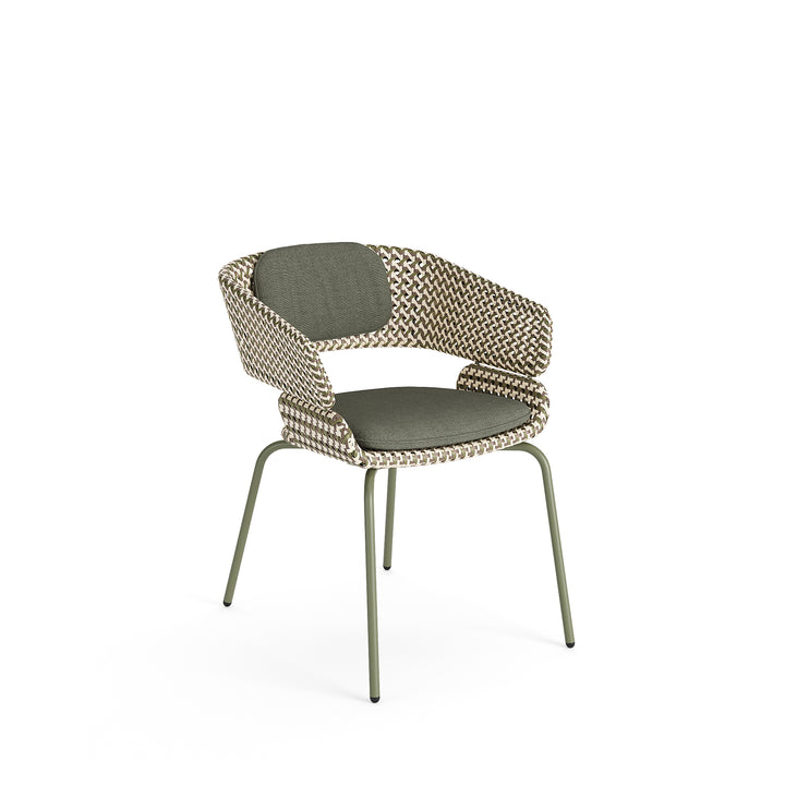 Fauteuil empilable Phil avec accoudoirs en rotin vert mat forest fog