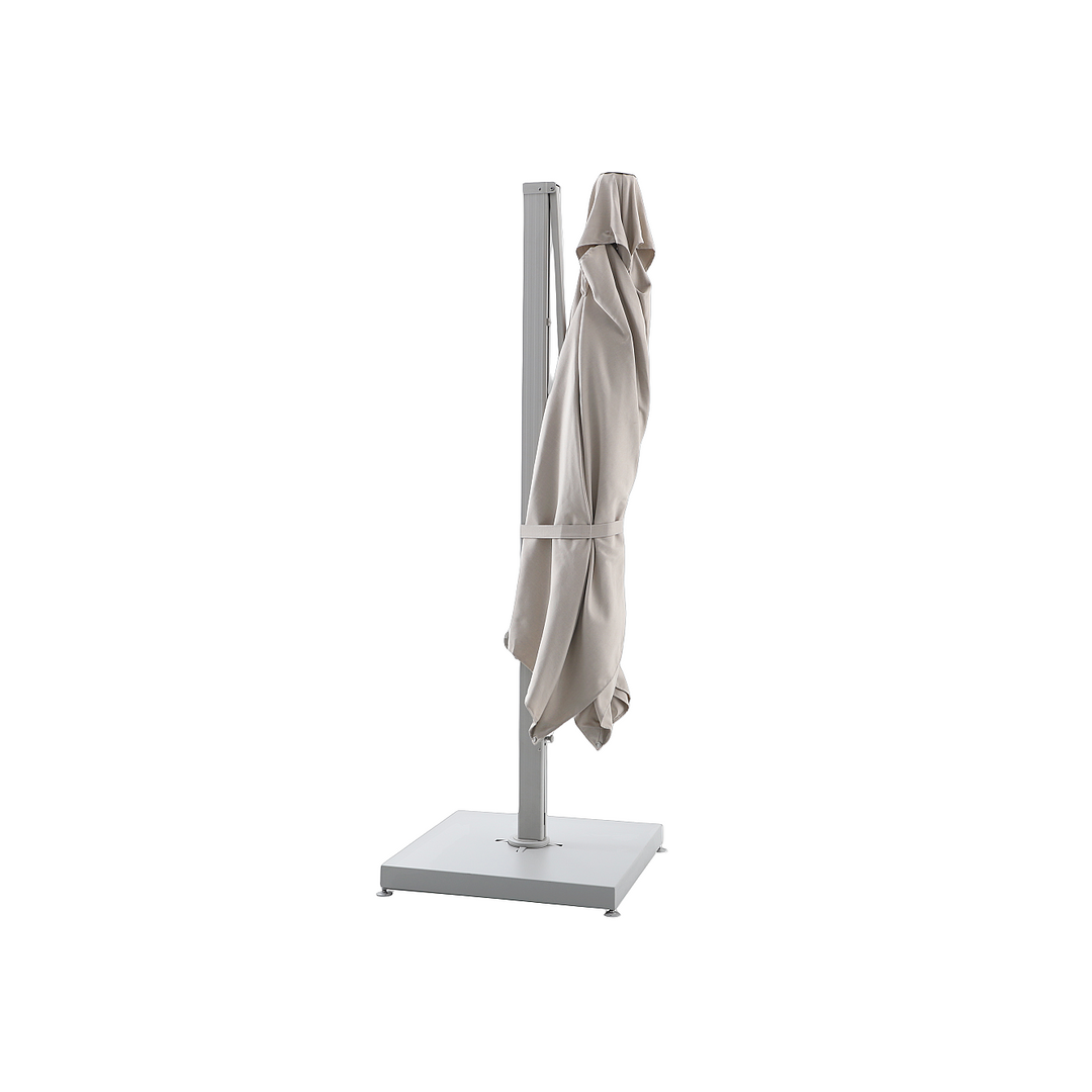 Solux zweefparasol 300x300 met linen aluminium frame en beige sunbrella doek